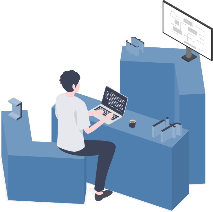 コーディングしている人のイラスト